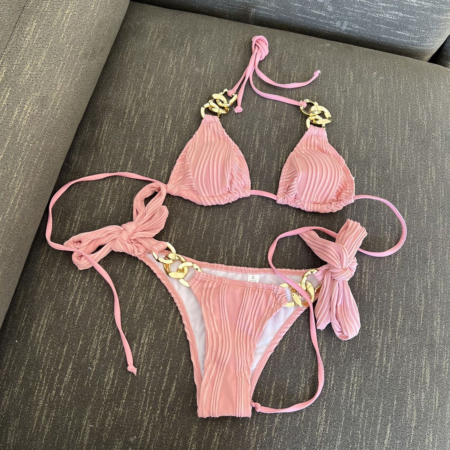 Chain String Halter Bikini Set