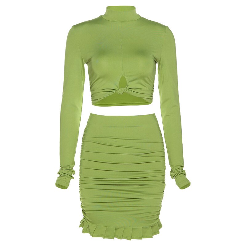 Turtleneck Ruched Two Piece Set
