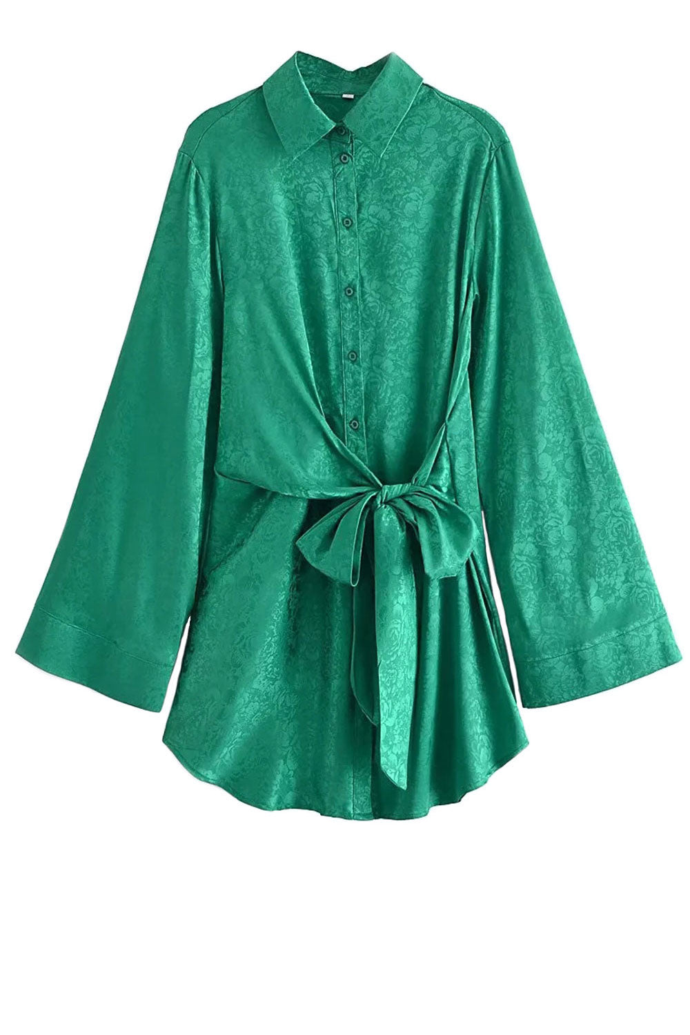 Emerald Mini Kimono Satin Dress